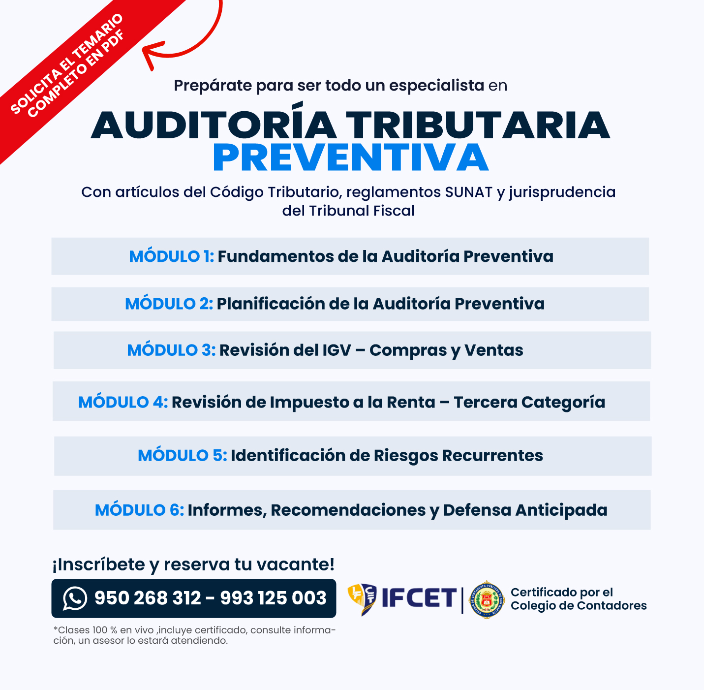 Curso Especializado de Auditoría Tributaria Preventiva